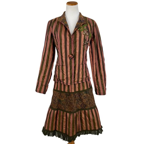 NWT Vtg 90s Solstice Blazer Tiered Skirt Set • Whimsigoth Steampunk Boho Grunge - Picture 10 of 16